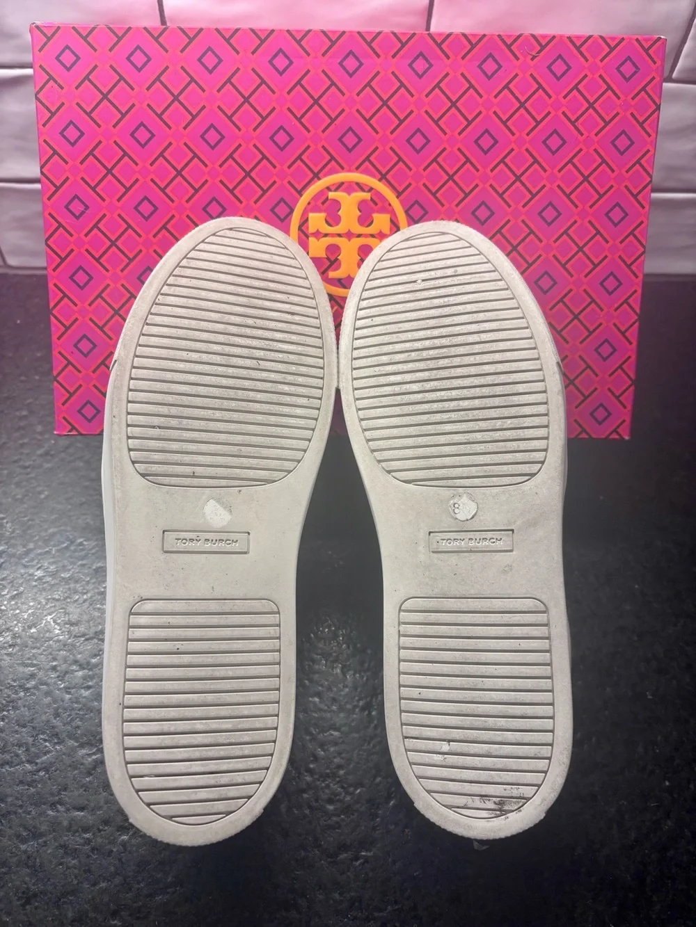 Tory Burch White Leather Bari Nappa Sneakers - Size 8
